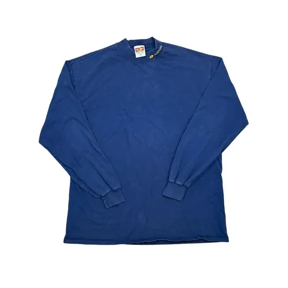 Vintage 90s Easton collar print long sleeve baseball XL navy made in USA shirt - Picture 1 of 6